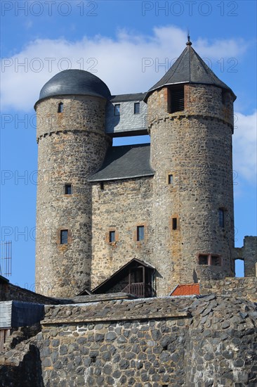 Twin towers of the historic castle in Greifenstein