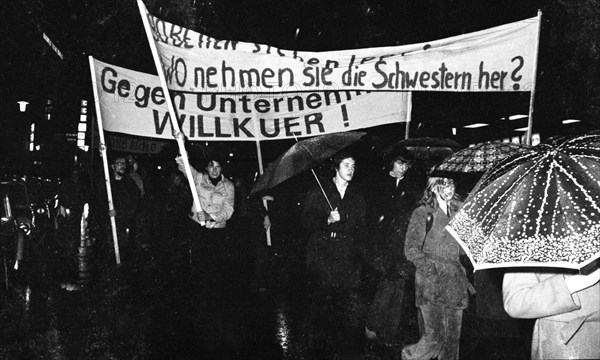 The dismissal of two nurses was protested by parts of the staff at Essen Hospital on 19 October 1973