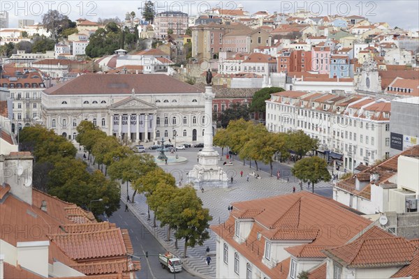 Rossio Square as seen from the elevador de santa Justa