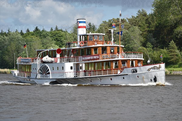 Steamship Freya sails through the Kiel Canal