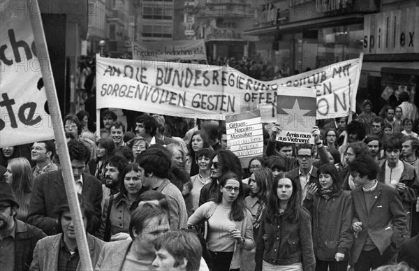 Predominantly students demonstrated for a hands off Laos in 1970 in Bonn against the deployment of the US army in Indochina