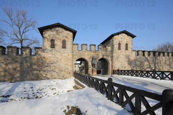 UNESCO Roman Fort Saalburg in winter with snow