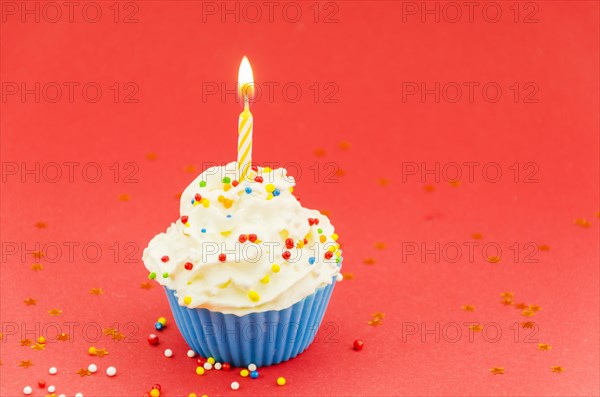 Birthday cupcake with candle