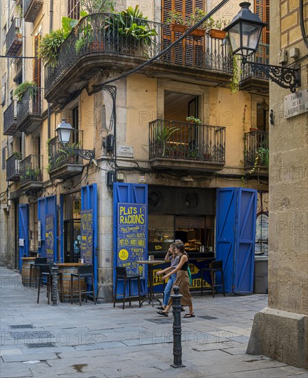 Small Spanish bodega in the alleys of Barcelona