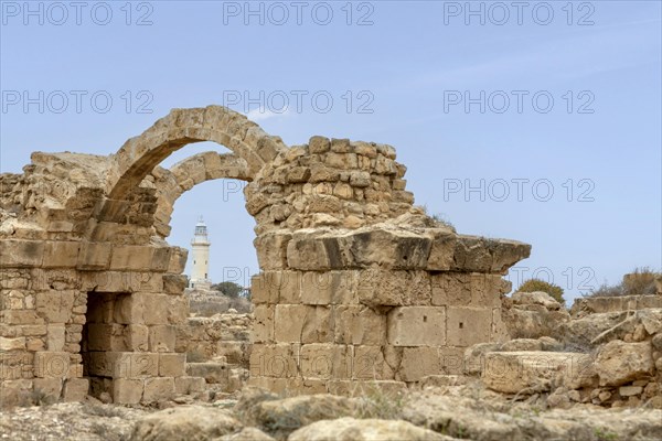 Saranda Kolones in the excavation area in Pafos