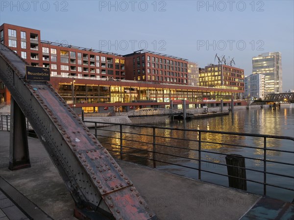 The Busanbruecke in Hamburg's Hafencity and the Elbtorpromenade in the background. Hafencity