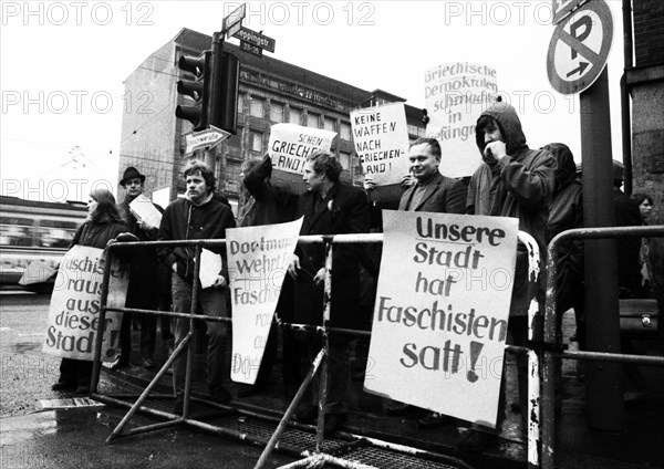 Protest action by young people from Dortmund on 25. 3. 1971 in Dortmund against the Greek military junta