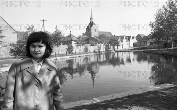 The picture was taken in the years 1965 to 1971 and shows a photographic impression of everyday life in this period of the GDR. Halle district . LPG. Chairman with new car