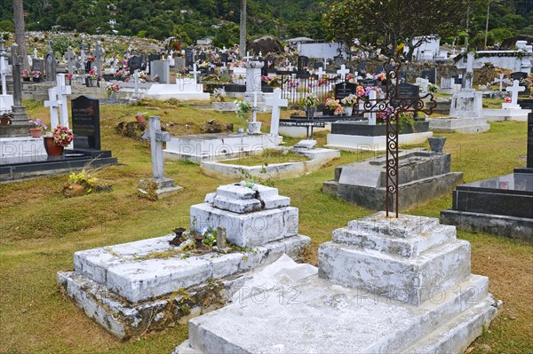 Typical graves in the cemetery of the capital Victoria