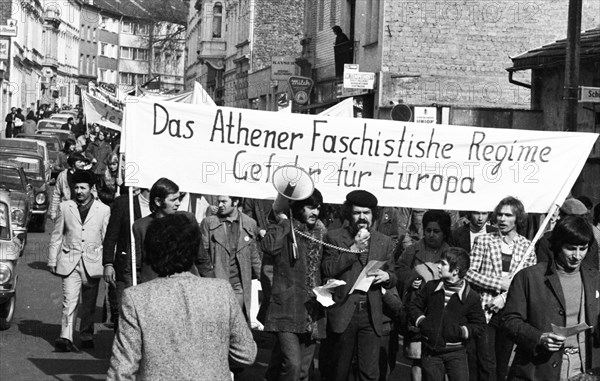 Greeks and Germans demonstrated in Bonn on 10. 3. 1973 against the Greek military junta and for freedom in Greece