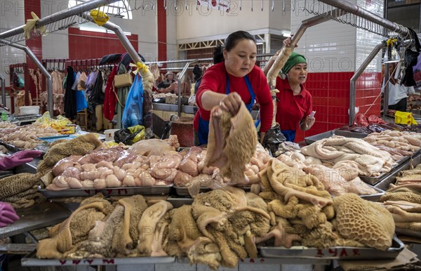 Saleswoman of meat products