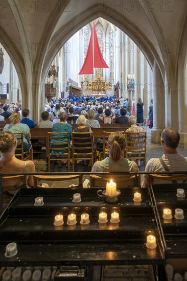 Candles in the Evangelical Lutheran town parish church of St. Jakob