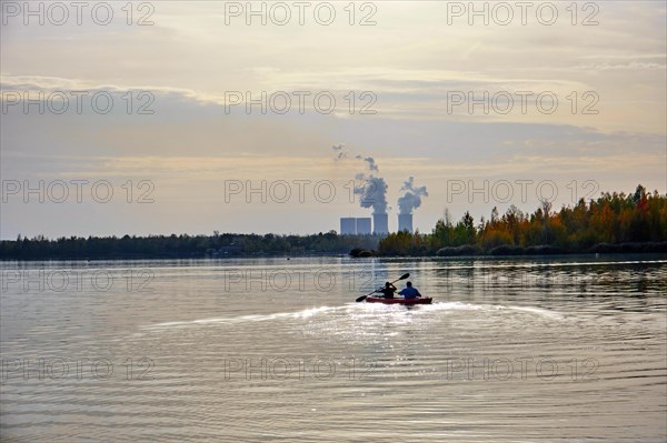 Lake Stoermthal recreation area near Leipzig in the evening light
