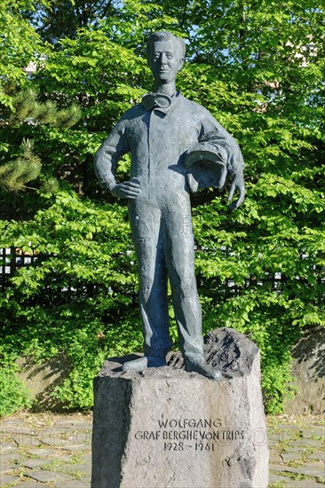 Monument Statue for historic German Formula 1 racing driver Wolfgang Graf Berghe von Trips