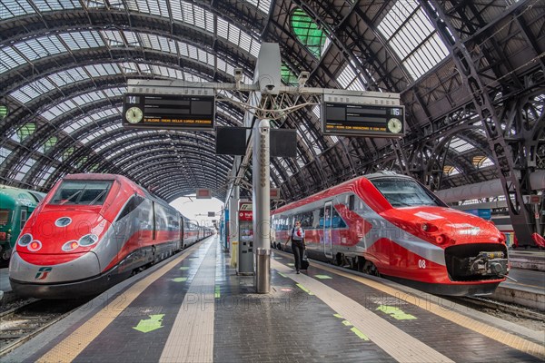 High-speed trains in the central station Statione Centrale