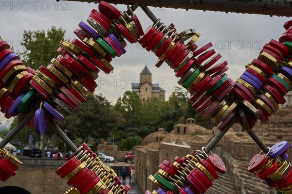 Heart-shaped castles on a so-called love bridge over the Zawkissis-zkali river