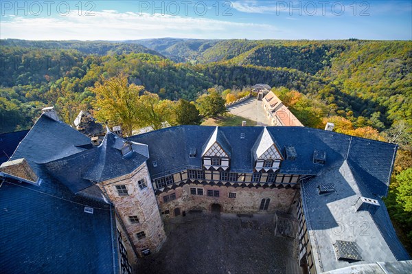 View over the Harz Mountains from Falkenstein Castle