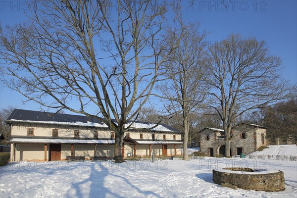 UNESCO Roman Fort Saalburg in winter with snow