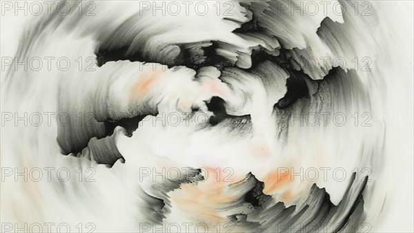 Black color brush strokes forming circular shape white surface