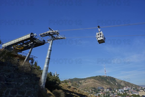 Upper cable car station and gondola on the Sololaki ridge above the old town