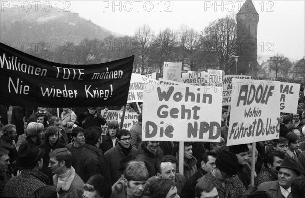 The 4th party congress of the radical right-wing NPD on 13 February 1970 in Wertheim in Baden-Wuerttemberg was accompanied by massive protests by democratic associations and parties