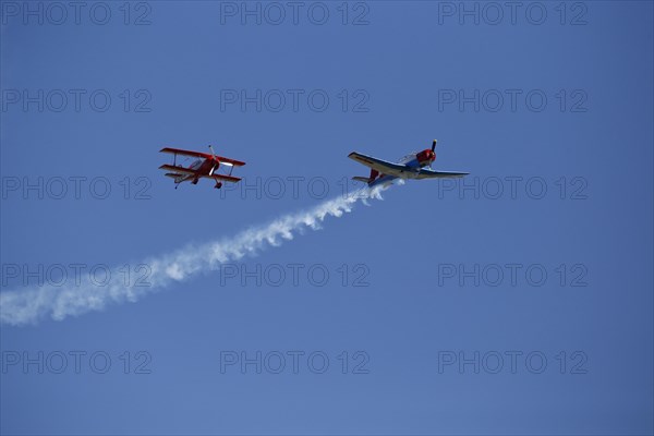 North American T-6 Texan and Biplane