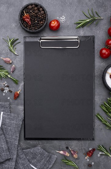 Ingredients with clipboard table