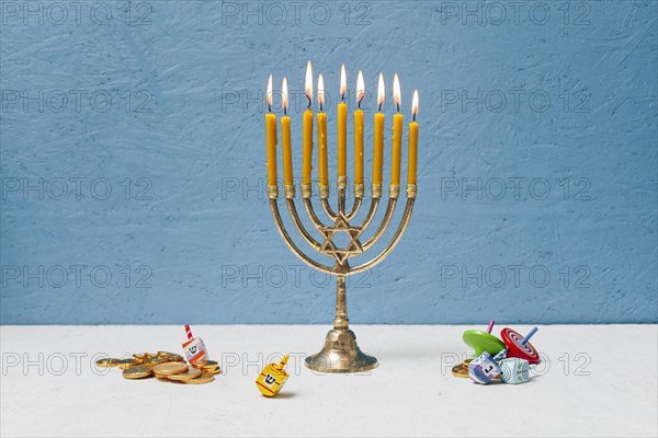 Jewish candlestick holder burning