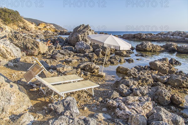 Parasol and deckchair