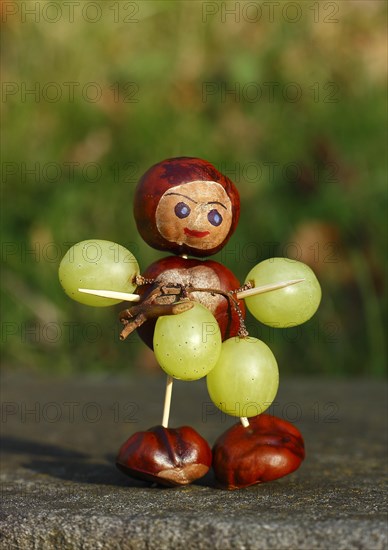 Chestnut figure with grapes in the evening light