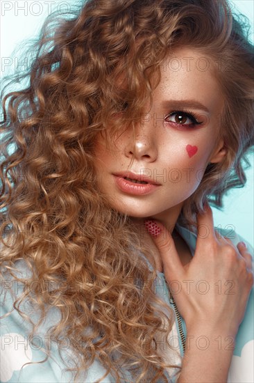 Pretty girl with curls hairstyle