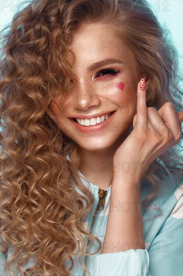 Pretty girl with curls hairstyle