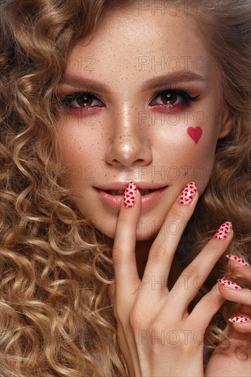 Pretty girl with curls hairstyle