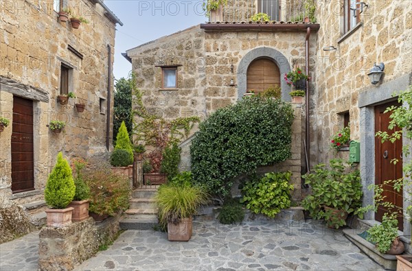 Courtyard with flowerpots