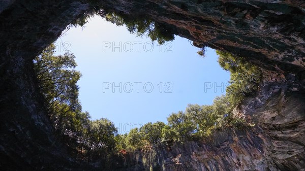 Opening in cave ceiling