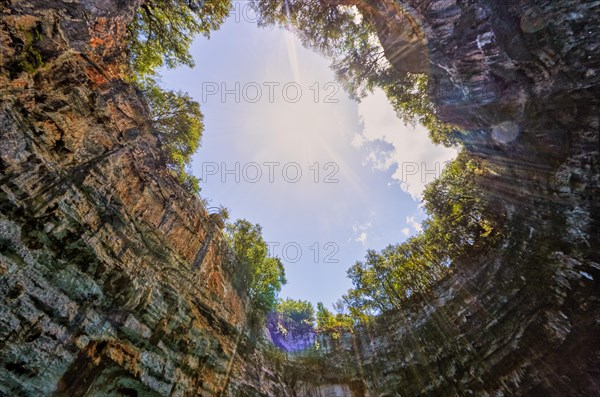 Opening in cave ceiling