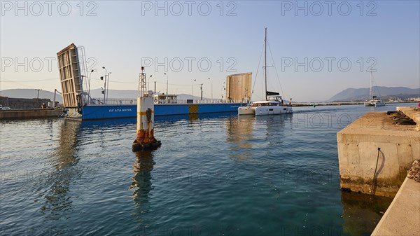 Opened swing bridge