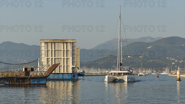 Opened swing bridge