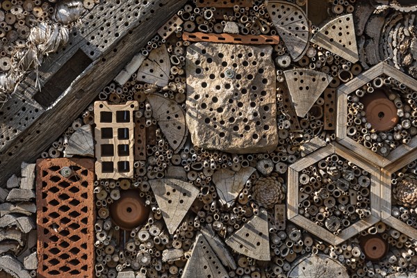 Insect hotel made of natural materials such as clay