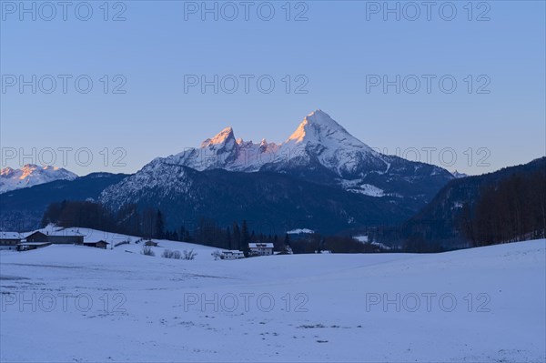 Watzmann massif at sunrise in winter