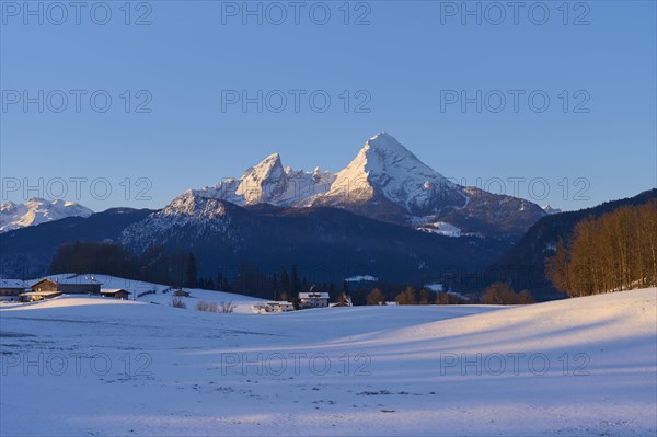 Watzmann massif at sunrise in winter