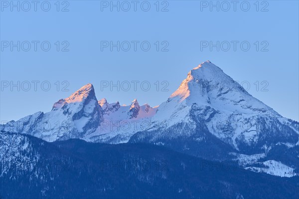 Watzmann massif at sunrise in winter