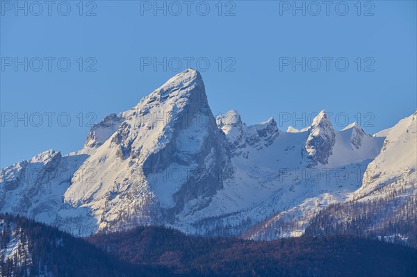 Watzmann massif at sunrise in winter