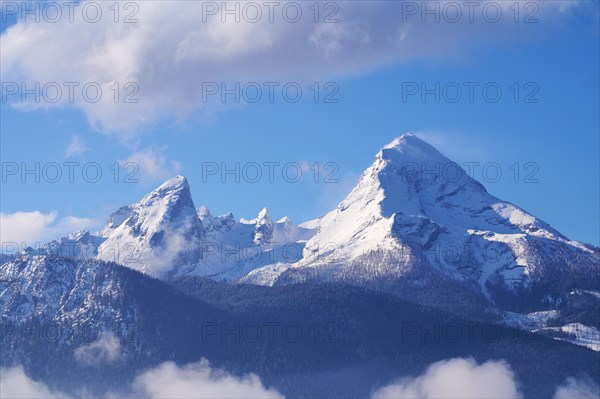 Watzmann massif at sunrise in winter