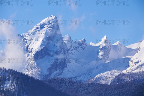 Watzmann massif at sunrise in winter