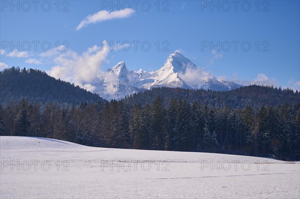 Watzmann massif at sunrise in winter