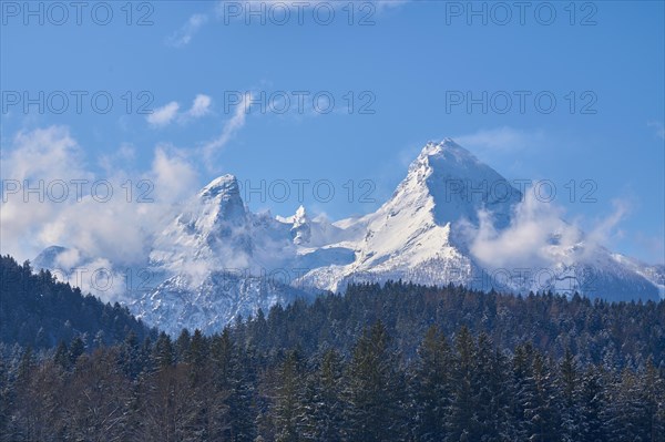 Watzmann massif at sunrise in winter