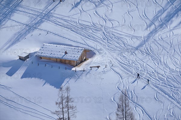 Alpine hut in winter