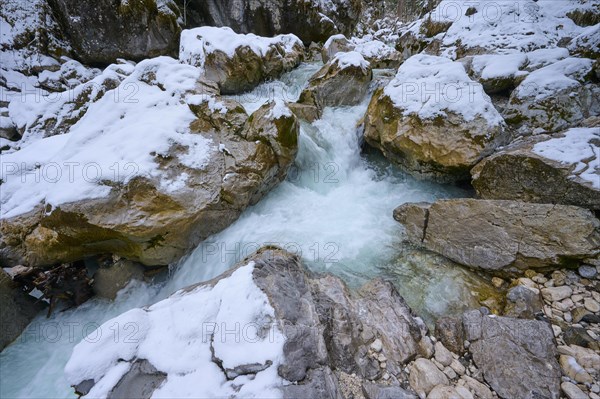 Mountain stream in winter