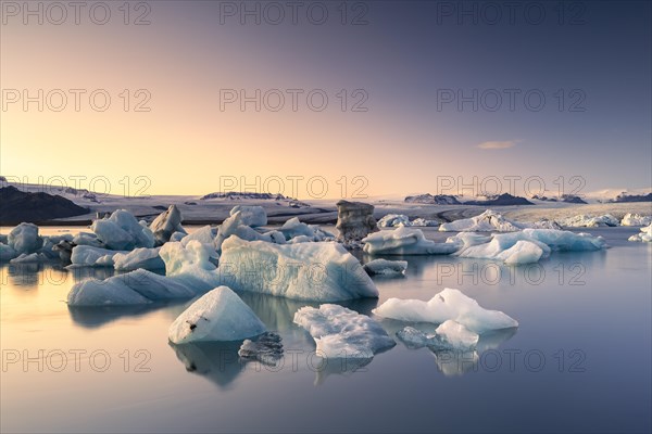 Joekulsarlon glacier lagoon in the evening mood